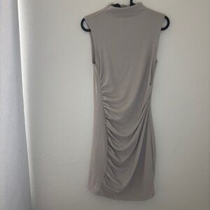 Elegant Sleeveless Beige mock Dress